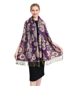 (image for) Multi-Colored Circle Pattern Pashmina Violet