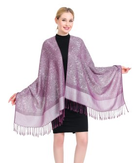 (image for) Paisley Jacquard Pashmina Medium Purple