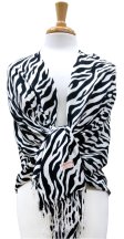 (image for) Zebra Print Pashmina Shawl White / Black