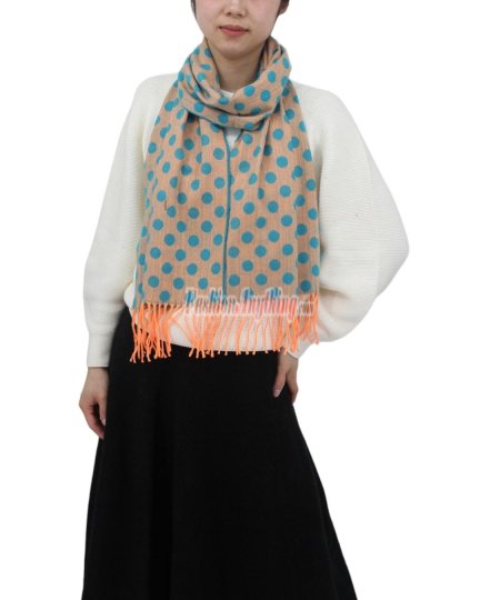 (image for) Cashmere Feel Dot Scarf Teal