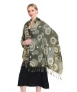 (image for) Multi-Colored Circle Pattern Pashmina Army Green