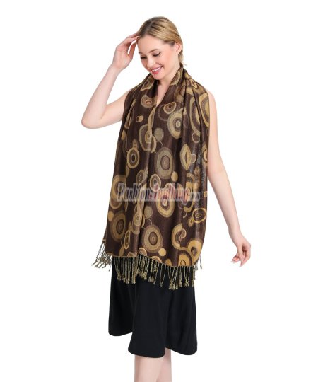 (image for) Multi-Colored Circle Pattern Pashmina Coffee