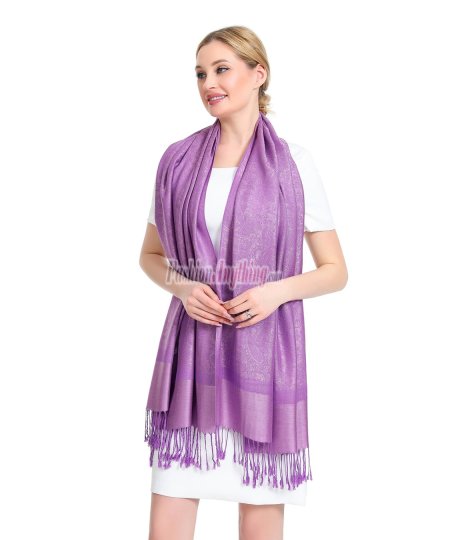 (image for) Paisley Jacquard Pashmina Light Purple