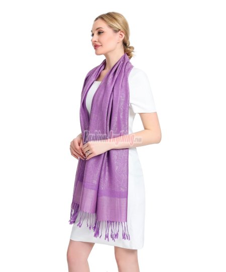 (image for) Paisley Jacquard Pashmina Light Purple