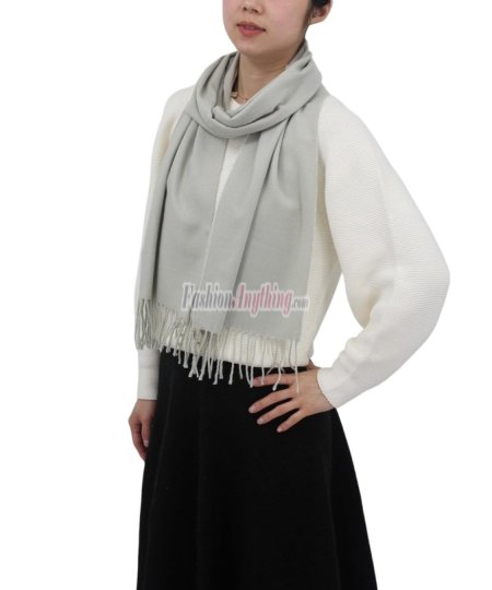 (image for) Solid Cashmere Feel Scarf Light Grey