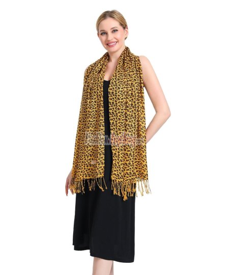 (image for) Leopard Pashmina Pattern Scarf Brown