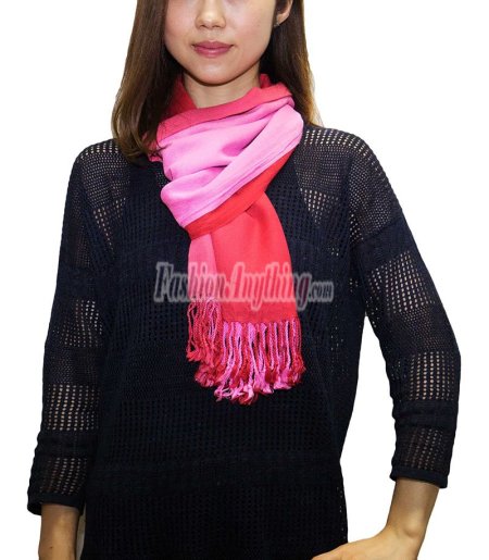 (image for) Ombre Solid Print Scarf Pink/Red