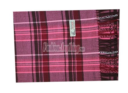 (image for) Woven Cashmere Feel Plaid Scarf Z52 Pink/Red