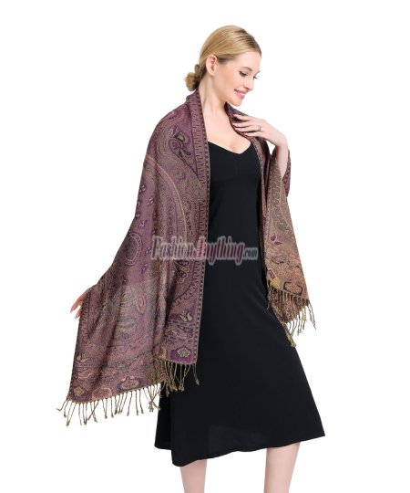 (image for) Paisley Patterned Pashmina Pink