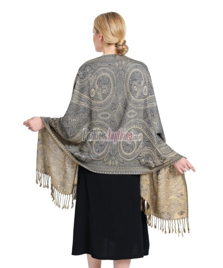 (image for) Paisley Patterned Pashmina Grey