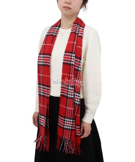 (image for) Woven Cashmere Feel Classic Scarf Red