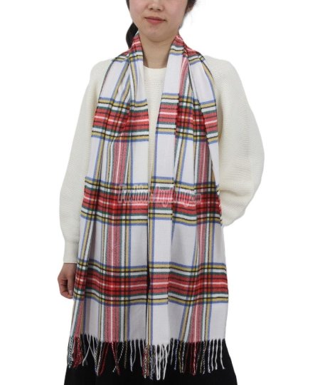 (image for) Cashmere Feel Classic Scarf White/Red