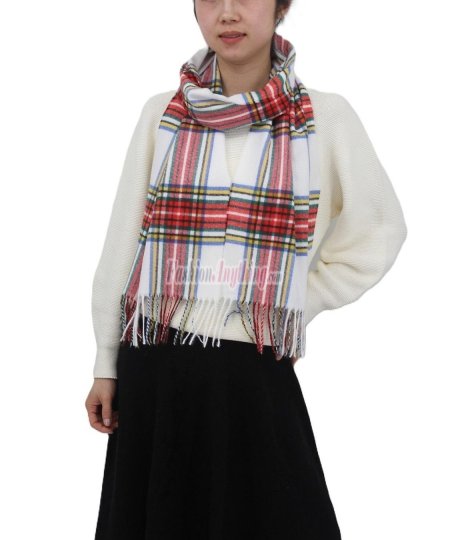 (image for) Cashmere Feel Classic Scarf White/Red