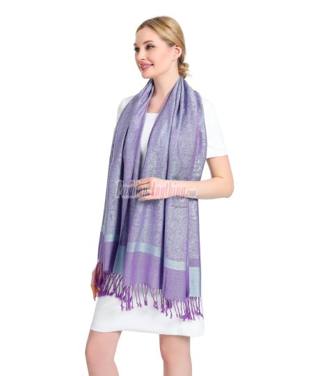 (image for) Paisley Jacquard Pashmina Purple/Blue