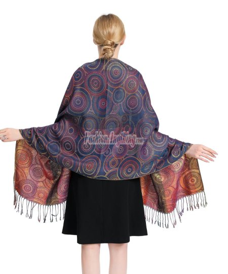 (image for) Metallic Circle Pattern Pashmina (12 colors , 1dz)