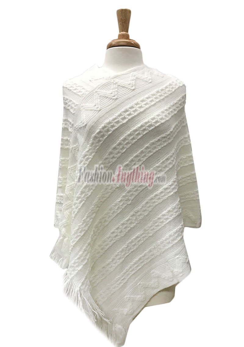 (image for) Solid Knit Poncho White