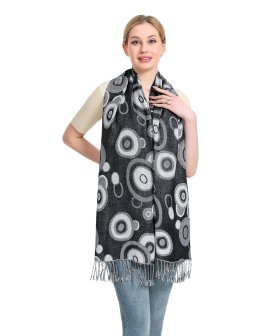 (image for) Multi-Colored Circle Pattern Pashmina Black