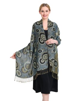 (image for) Multi-Colored Circle Pattern Pashmina Pale Blue