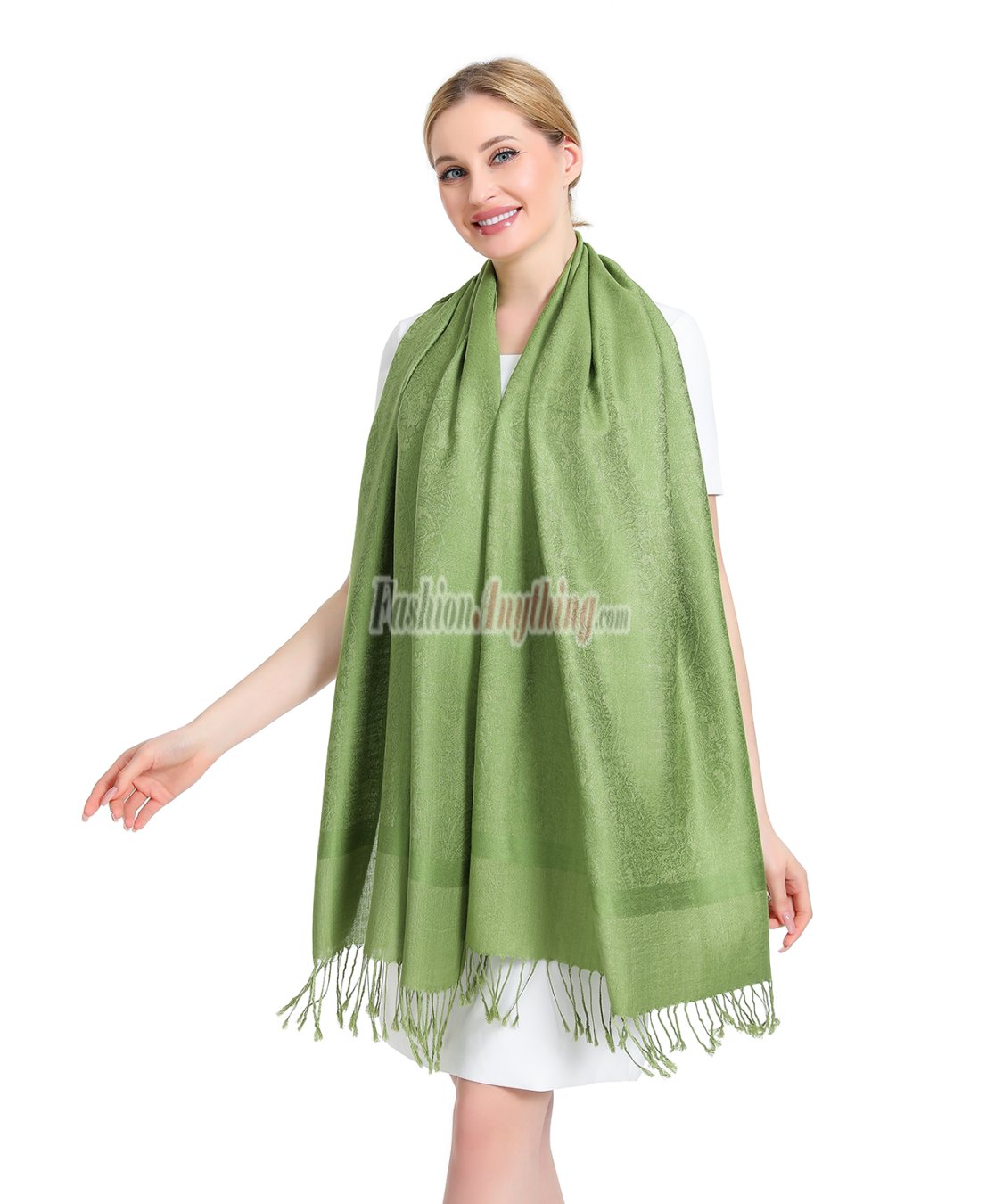 (image for) Paisley Jacquard Pashmina Green