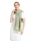 (image for) Paisley Jacquard Pashmina Light Tea Green