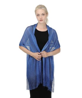 (image for) Lightweight Metallic Fish Net Scarf, Party Scarf Royal Blue