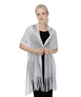 (image for) Lightweight Metallic Fish Net Scarf, Party Scarf White