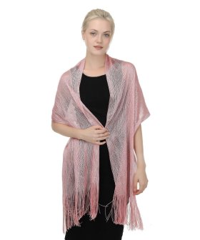 (image for) Lightweight Metallic Fish Net Scarf, Party Scarf Pink