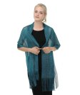 (image for) Lightweight Metallic Fish Net Scarf, Party Scarf Cyan