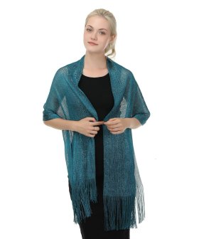 (image for) Lightweight Metallic Fish Net Scarf, Party Scarf Cyan