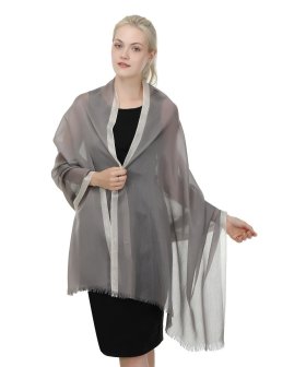 (image for) Dupatta Gold Border Scarf/Shawl Grey