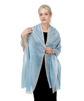 (image for) Dupatta Gold Border Scarf/Shawl Blue