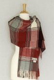 (image for) Cashmere Feel Plaid Shawl Grey / Red