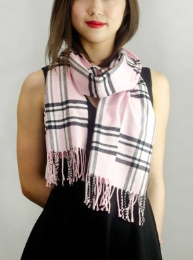 Woven Cashmere Feel Classic Scarf Pink
