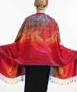 (image for) Rainbow Peacock Feather Pashmina Red