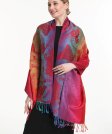 (image for) Rainbow Peacock Feather Pashmina Red