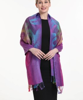 (image for) Rainbow Peacock Feather Pashmina Purple