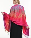 (image for) Rainbow Peacock Feather Pashmina Fuchsia