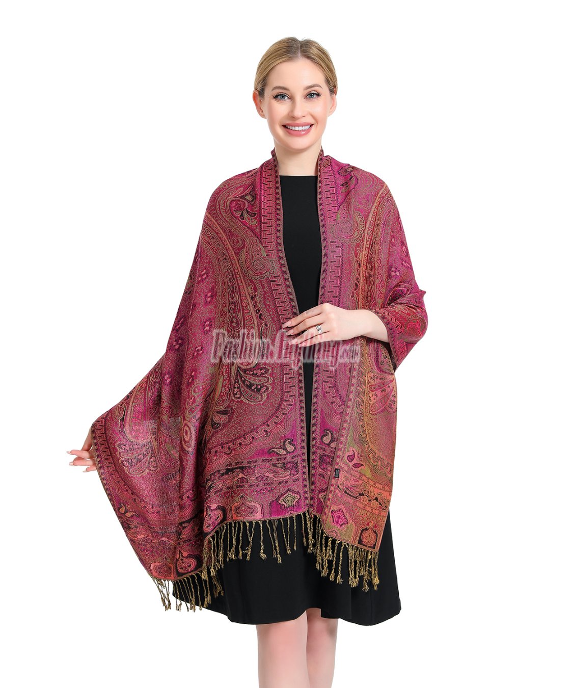 (image for) Paisley Patterned Pashmina Hot Pink