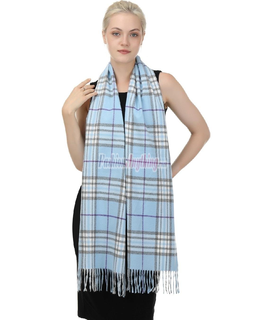 (image for) Woven Cashmere Feel Classic Scarf Light Blue