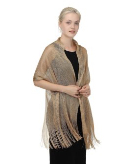 (image for) Lightweight Metallic Fish Net Scarf, Party Scarf Gold