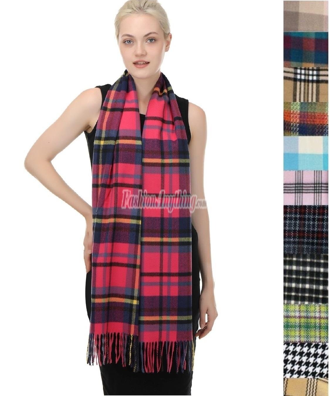 (image for) Woven Cashmere Feel Plaid Scarf FACS88 (1 DZ, Asst. )