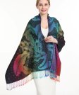 (image for) Rainbow Peacock Feather Pashmina Black