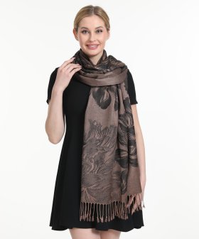 (image for) Peony Pattern Pashmina Brown