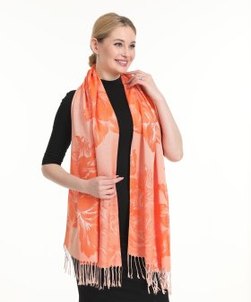 (image for) Peony Pattern Pashmina Orange