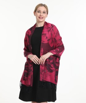 (image for) Peony Pattern Pashmina Hot Pink