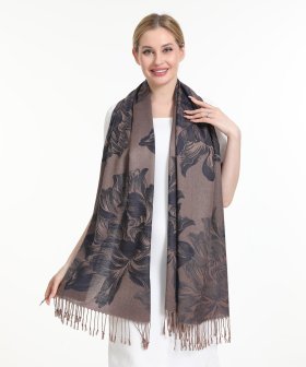 (image for) Peony Pattern Pashmina Navy