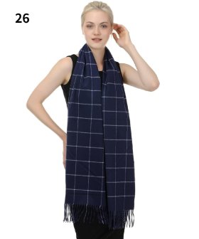 (image for) Cashmere Feel Pattern Scarf Navy