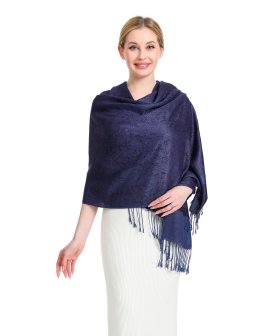 (image for) Paisley Jacquard Pashmina Dark Navy