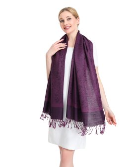 (image for) Paisley Jacquard Pashmina Dark Purple