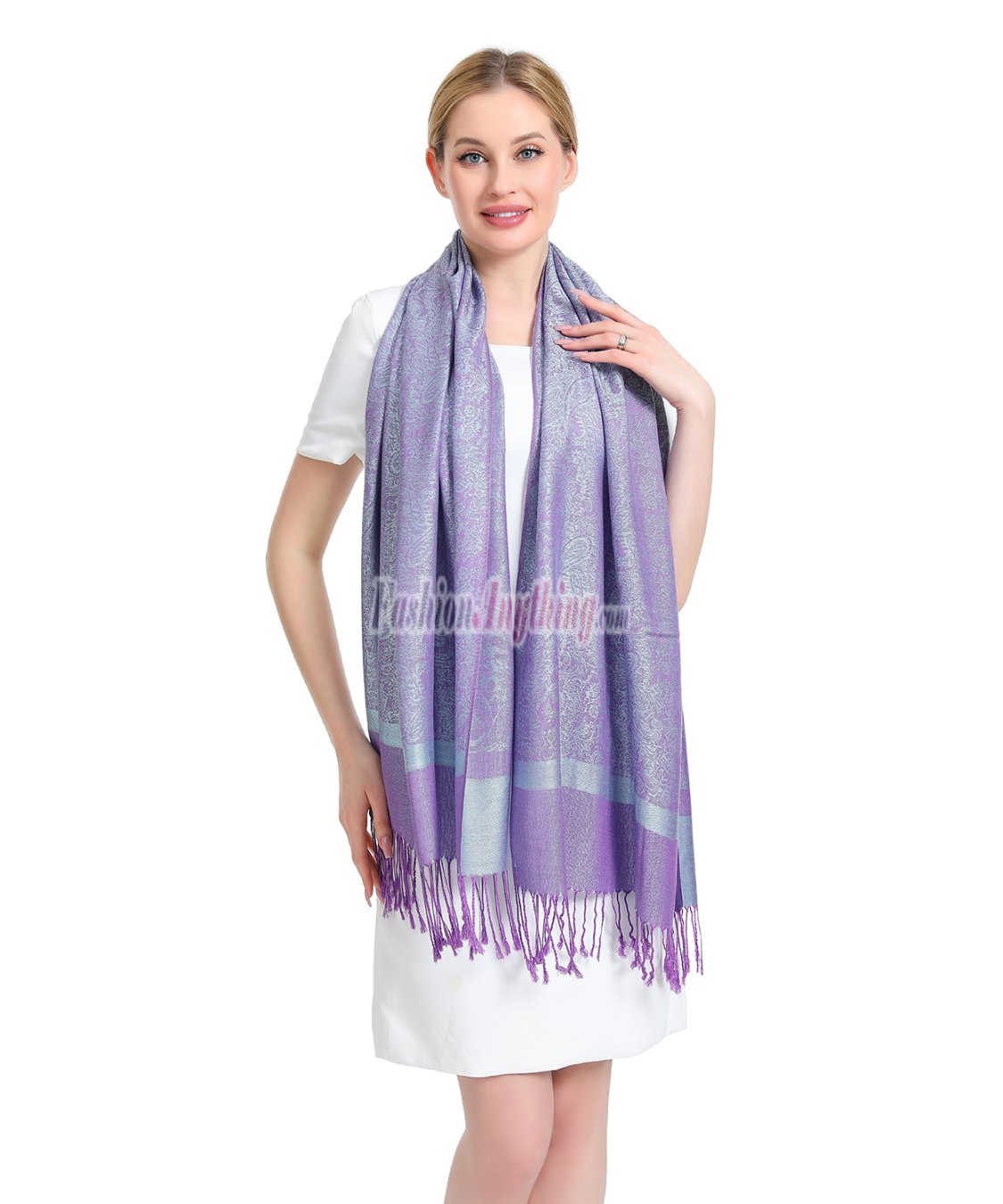 (image for) Paisley Jacquard Pashmina Purple/Blue